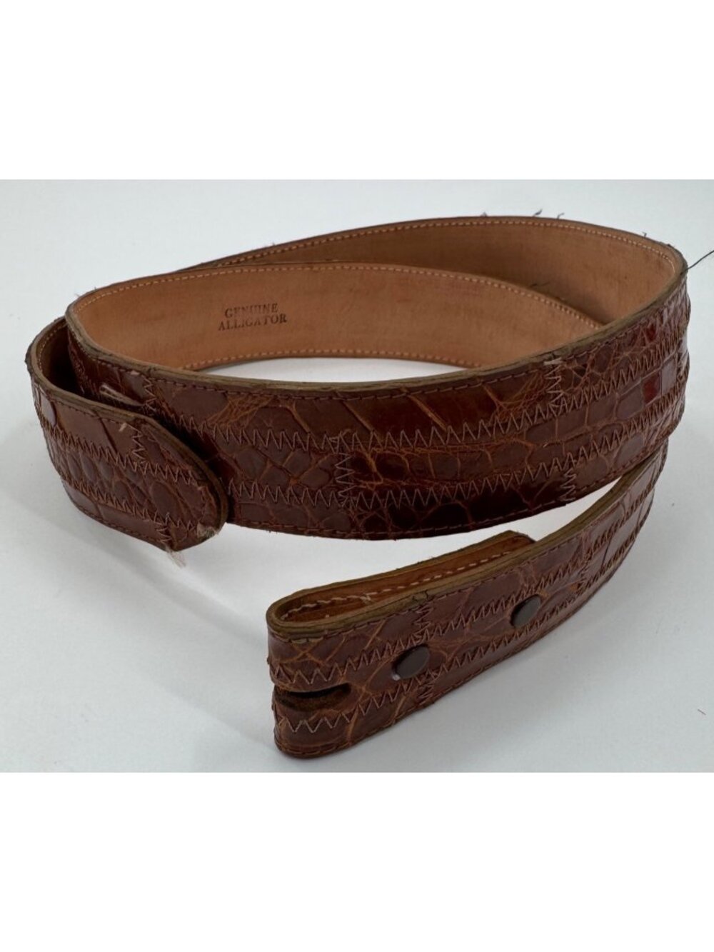 Tony Lama Genuine Alligator Leather Belt Strap With Zigzag Stitching Size 36
